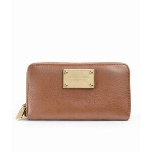 Michael Kors Brown Leather Zip Around Wallet Continental Authentic